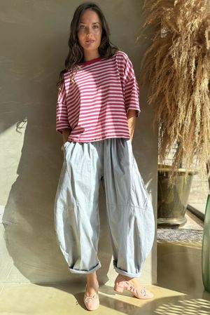 Sunday Morning Tee Hot Pink & Grey